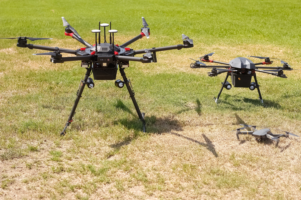 Drones on grass